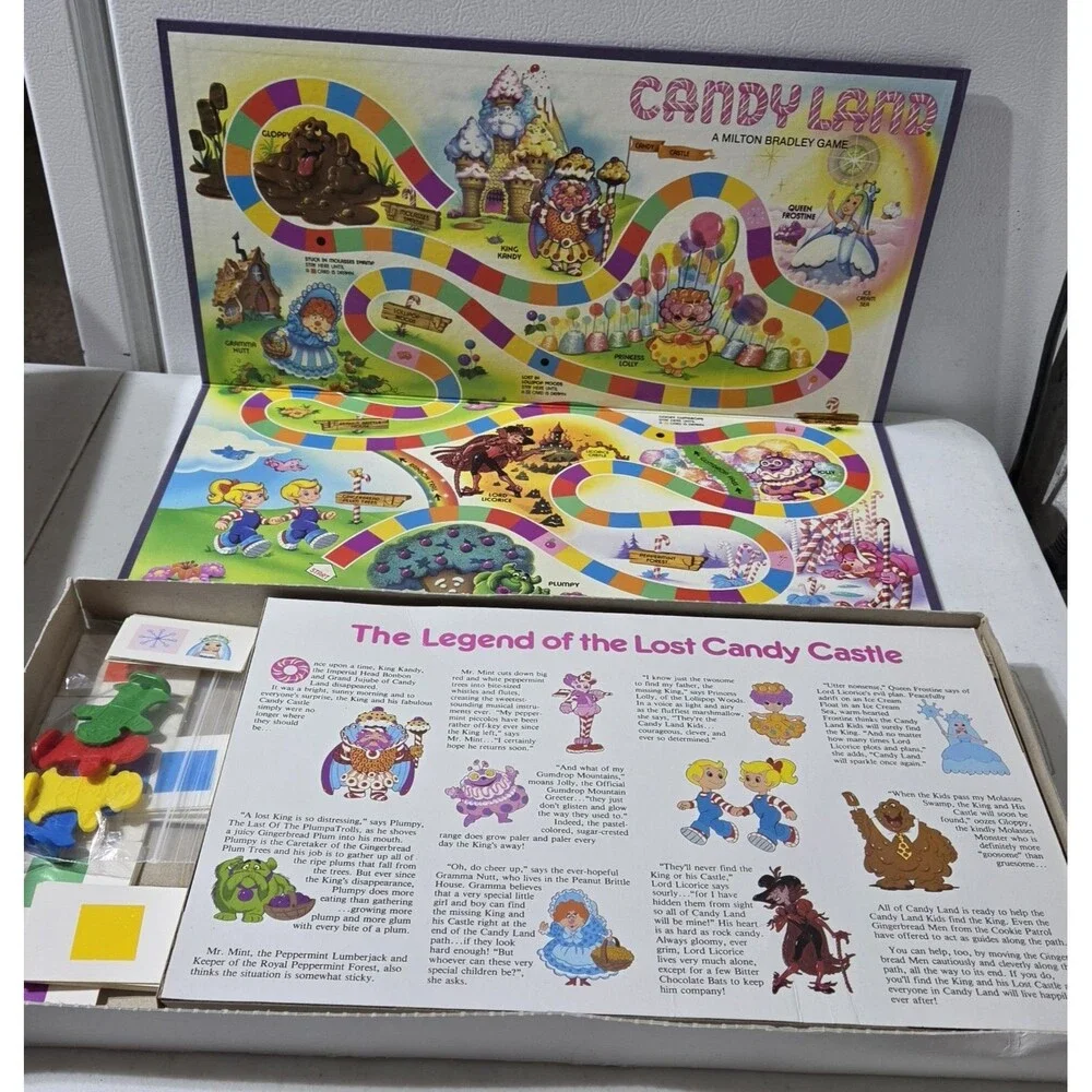 1984 Milton Bradley Candyland Vintage Board Game 63 Cards 4 Pawns No Instruction